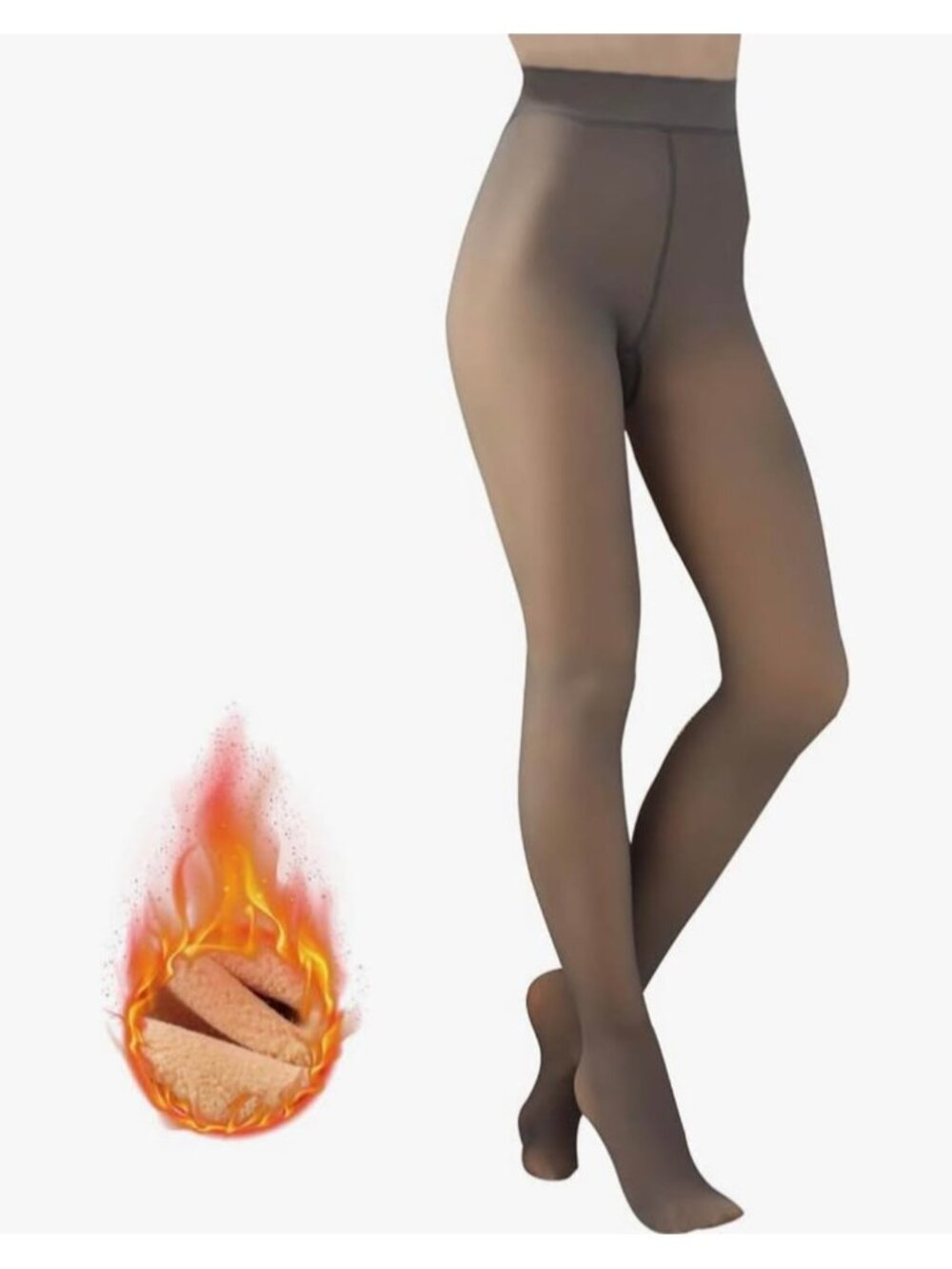 NWT Fleece Lined Skin Look Tights for Women -200D Warm Opaque Grey S-M
